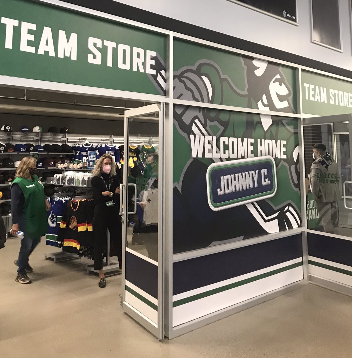 People shopping at the Abbotsford Canucks team store